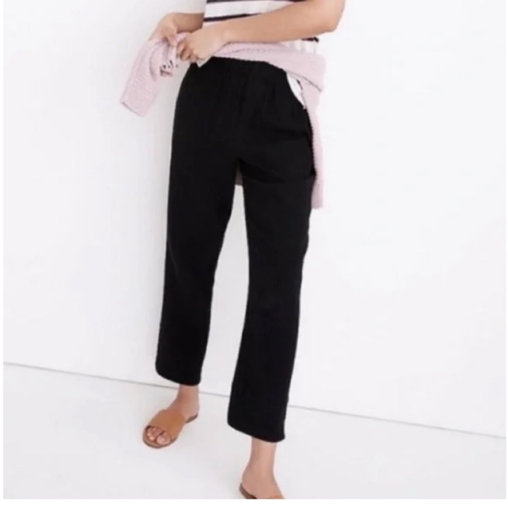 NWT Madewell Women's Pants Black Crop Linen Blend Pull On Style - XS